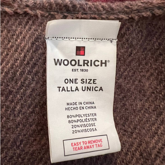 Woolrich One-Size Poncho in Burgandy and Gray with Fringe - Picture 4 of 5